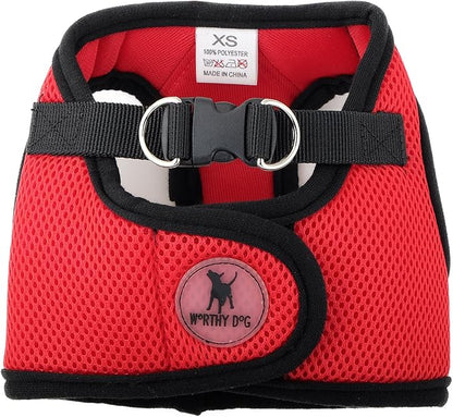 THE WORTHY DOG Step-in Dog Harness for Large Dogs, Comfortable Mesh, Reflective, Strong Hook and Loop Closure, Quick Release Buckle, Red, XX-Large