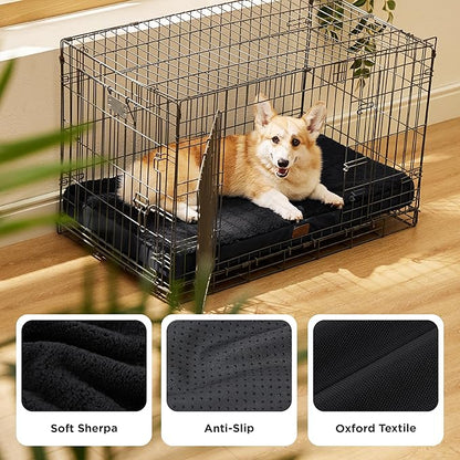 Bedsure Large Dog Bed for Crate - Comfy Flat Pet Beds with Removable Washable Cover, Orthopedic Egg Crate Foam Crate Mat, Suitable for Pet Up to 50 lbs