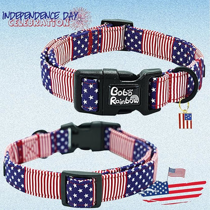 Independence Dog Collar-American Flag Pet Collar Adjustable Cute Soft Collars Holiday Comfortable Cotton Puppy Collar for X-Small Dogs