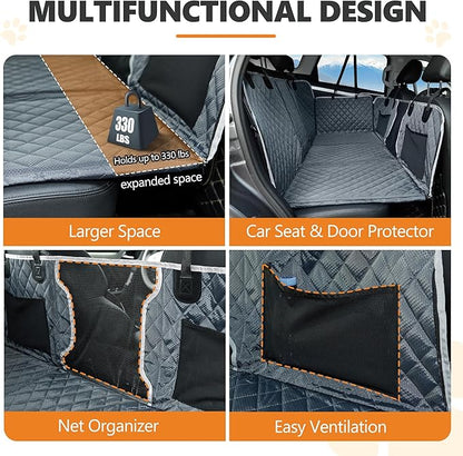ANOSOSPECIAL Back Seat Extender for Dog,Waterproof Hard Bottom Dog Car Seat Cover for Back Seat Protector,Foldable Camping Pet Hammock Bed,Easy Clean Travelling Accessories Car SUV Truck (Gray)