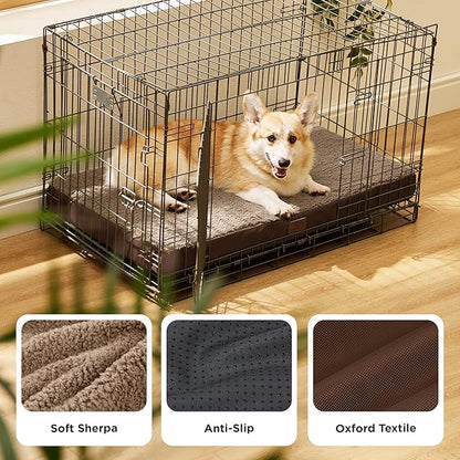 Bedsure Large Dog Bed for Crate - Comfy Flat Pet Beds with Removable Washable Cover, Orthopedic Egg Crate Foam Crate Mat, Suitable for Pet Up to 50 lbs
