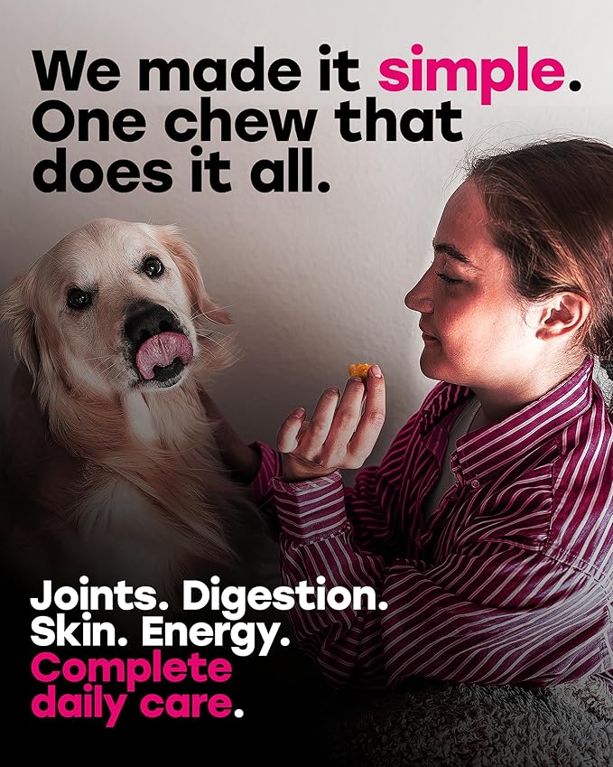 24-in-1 Daily Multivitamin Dog Chews – Beef Flavor – All-in-One PhD-Endorsed Support for Joints, Skin & Coat, Digestion, Immunity, Gut Health, Glucosamine, Omega-3, Probiotics & Antioxidants 140 Chews