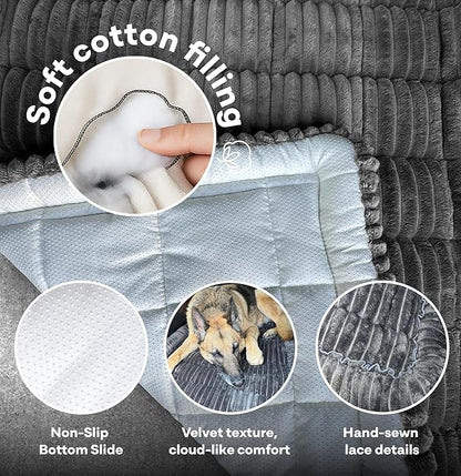 APetsPlanet Dog Bed for Car Back Seat Extender - Non-Slip Backseat Cushion for Dogs - Travel Plush Pet Mat Topper for Cars, Trucks, SUVs - Machine Washable Pad Blanket - Black, 54" x 24.8"