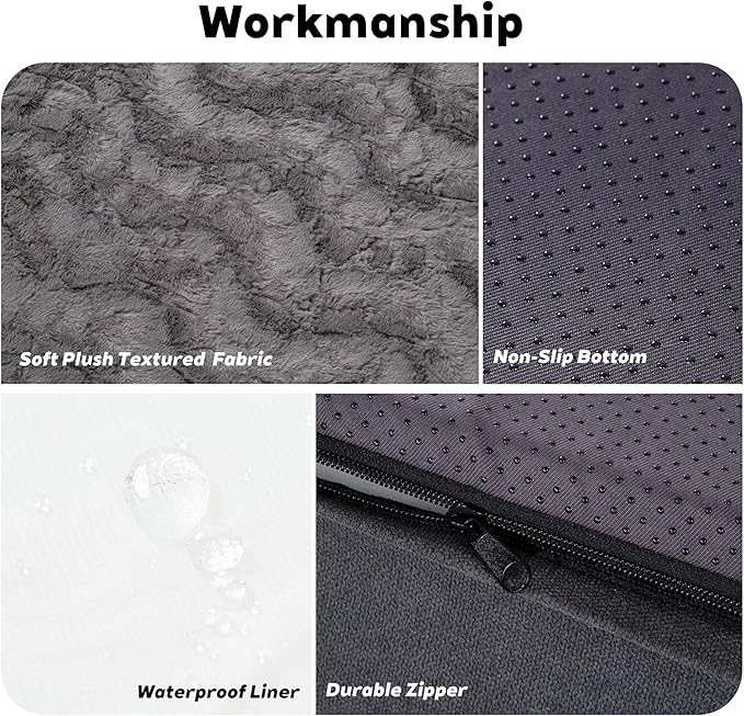 PetFun Memory Foam XL Dog Bed for XLarge Sized, Extra Large Orthopedic Dog Sofa with Sides and Waterproof Liner, Washable Bolster Pet Bed Couch with Removable Cover, 60x43x13 Inch, Dark Grey