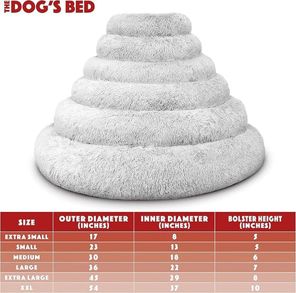 The Dog's Bed Sound Sleep Donut Dog Bed, Ice White Fur XL, Veterinary Approved