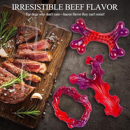 Frienhund 6-Pack Indestructible Dog Toys for Large Breed: Dog Toys for Aggressive Chewers, Nylon Dog Chew Bones for Large Dogs, Dog, Irresistible Beef Flavor