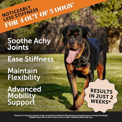 Pet Honesty Hip & Joint Health Max Strength – Dog Joint Support Chews with Glucosamine Chondroitin & Omega-3s – Joint Supplement for Dogs to Support Mobility, Flexibility & Comfort – Bacon (90 ct)