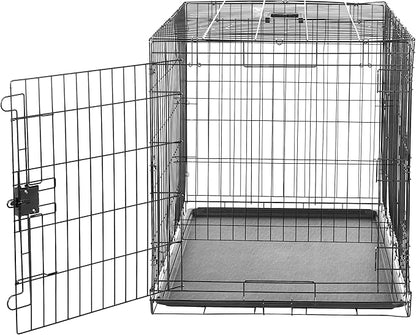 Amazon Basics - Durable,Foldable Metal Wire Dog Crate with Tray, Double Door, 42 x 28 x 30 in, Black