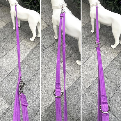 Dog Leash-Multifunctional Double Ended,for Obedience Training Or Distance Work Easy to Use,Lightweight,Soft&Durable Convertible Hands Free,Crossbody,Over Shoulder (Purple, 2M*2.5CM)