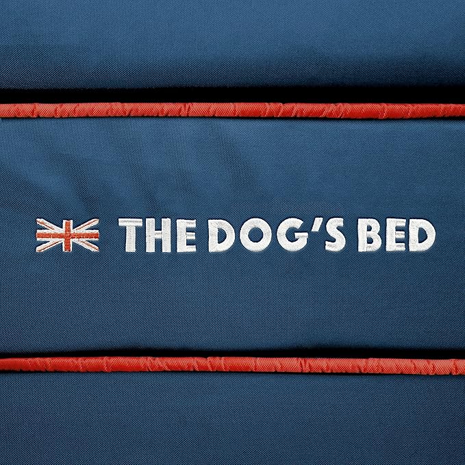 The Dog’s Bed Orthopedic Dog Bed Medium Blue Oxford with Red Trim UK Flag Dog Bed, Memory Foam, Pain Relief, Post Surgery, Lameness, Waterproof Washable Cover Cover, Veterinary Approved