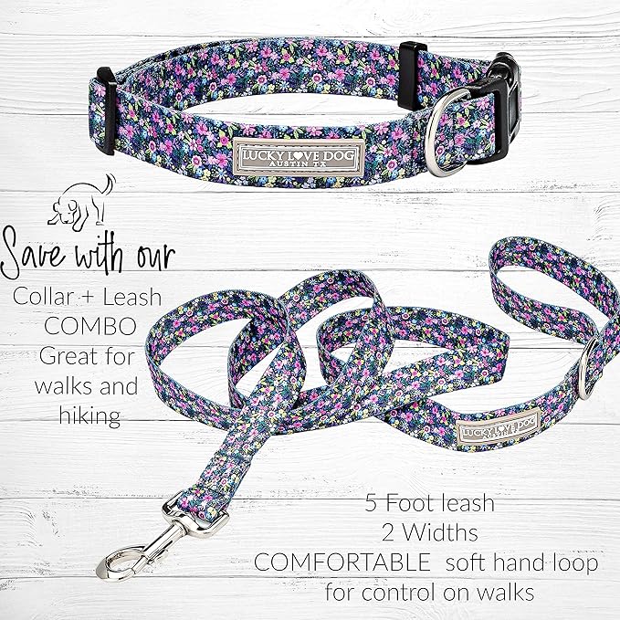 Lucky Love Dog Leash, Vivid Floral Dog Leash for Large Female Dogs, Durable & Long Lasting (Primrose, Large)