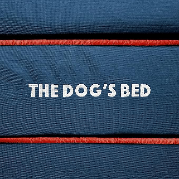 The Dog’s Bed Orthopedic Dog Bed XL Oxford Blue with Red Trim, Memory Foam, Pain Relief: Arthritis, Post Surgery, Lameness, Supportive, Waterproof Washable Cover, Veterinary Approved