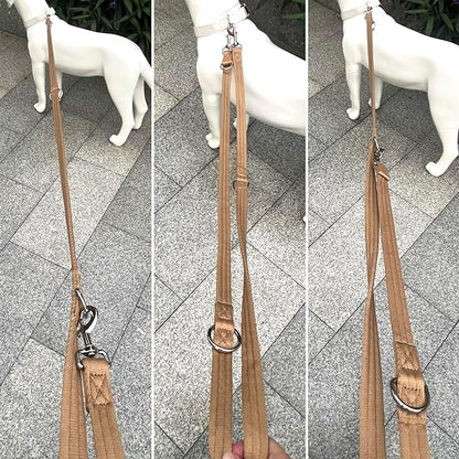 Dog Leash-Multifunctional Double Ended,for Obedience Training Or Distance Work Easy to Use,Lightweight,Soft&Durable Convertible Hands Free,Crossbody,Over Shoulder (Light Military Tan, 2M*2.5CM)