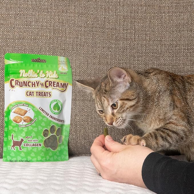Fieldcrest Farms Nothin’ to Hide Collagen Cat Treats – Crunchy & Creamy Cat Snacks, High-Protein Healthy Treats for Skin, Coat & Joint Support, Catnip Flavor, 3 oz. Bag