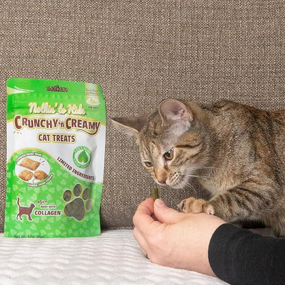 Fieldcrest Farms Nothin’ to Hide Collagen Cat Treats – Crunchy & Creamy Cat Snacks, High-Protein Healthy Treats for Skin, Coat & Joint Support, Catnip Flavor, 3 oz. Bag