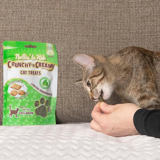 Fieldcrest Farms Nothin’ to Hide Collagen Cat Treats – Crunchy & Creamy Cat Snacks, High-Protein Healthy Treats for Skin, Coat & Joint Support, Catnip Flavor, 3 oz. Bag