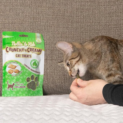 Fieldcrest Farms Nothin’ to Hide Collagen Cat Treats – Crunchy & Creamy Cat Snacks, High-Protein Healthy Treats for Skin, Coat & Joint Support, Catnip Flavor, 3 oz. Bag