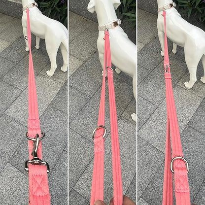 Dog Leash-Multifunctional Double Ended,for Obedience Training Or Distance Work Easy to Use,Lightweight,Soft&Durable Convertible Hands Free,Crossbody,Over Shoulder (Pink, 2M*2.5CM)