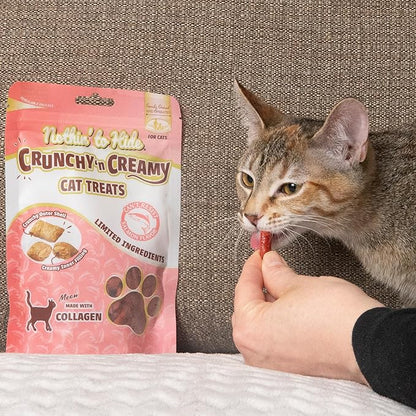 Fieldcrest Farms Nothin’ to Hide Collagen Cat Treats – Crunchy & Creamy Cat Snacks, High-Protein Healthy Treats for Skin, Coat & Joint Support, Salmon Flavor, 3 oz. Bag