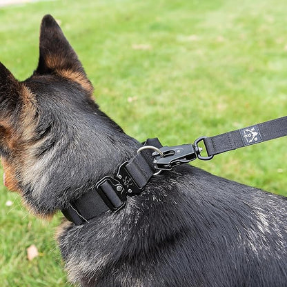 Operation Good Boy Tactical Dog Collar – Durable Military-Grade Nylon with Quick Release Buckle & Training Handle – Adjustable for Medium and Large Dogs (Black)