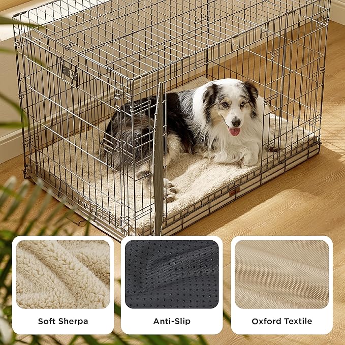Bedsure XL Dog Bed for Crate - Large Comfy Flat Pet Beds with Removable Washable Cover, Orthopedic Egg Crate Foam Crate Mat, Suitable for Pet Up to 90 lbs