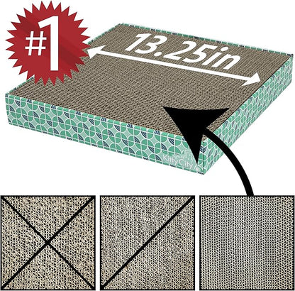Kitty City Cat Scratcher Refill – 3-Pack Durable Corrugated Cardboard Scratch Pads with Catnip – Double-Sided for Longer Use, Cat Claw Maintenance & Furniture Protection - Size: 13.25" x 13.25"