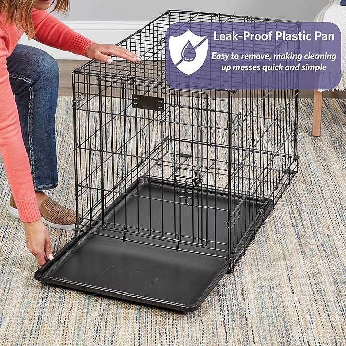 MidWest Homes for Pets 48-Inch iCrate Folding Dog Crate with Divider Panel, Leak-Proof Tray & Secure Latches – Metal Wire Kennel for XL Breeds – Portable, Durable & Easy to Assemble