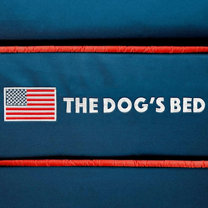 The Dog’s Bed Orthopedic Memory Foam Dog Bed, Medium Blue Oxford with Red Trim USA Flag, Pain Relief for Arthritis, Hip & Elbow Dysplasia, Post Surgery, Supportive, Waterproof, Veterinary Approved