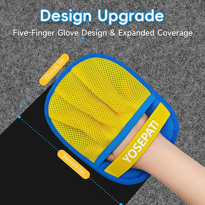 YOSEPATI Thickened Ectrostatic Pet Hair Removal Glove for Cat & Dog, Upgraded Five-Finger Reusable Magic Brush Pet Hair Remover Tool for Couch, Clothing, Carpet & Car Seat (2Pcs-Blue & Yellow)